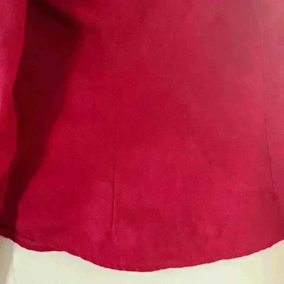 EUC Lemon Grass Studio Dark Red Button Down Polyester Blouse Women’s PS - Picture 8 of 12